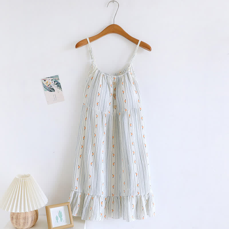 Sweet Floral Cotton Ruffle Cami Nightdress - image 2