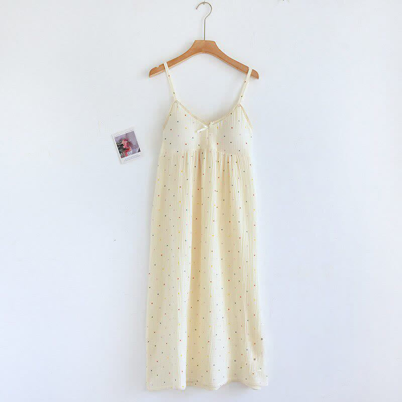 Rainbow Dot Cotton Gauze Lounge Dress - image 1