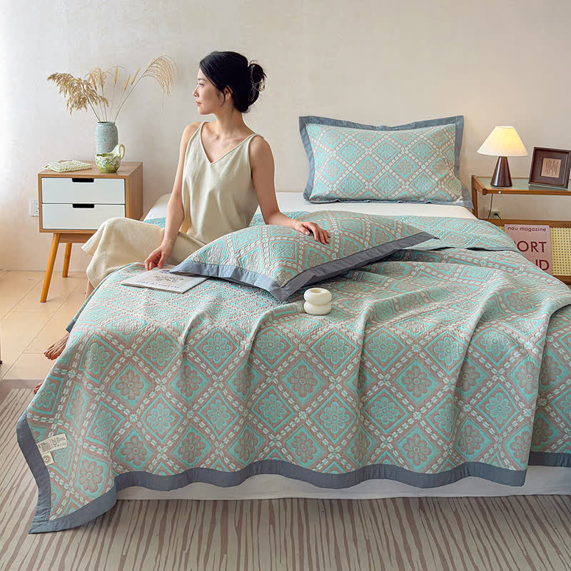 3-Layer Cotton Gauze Jacquard Bedspread Quilt - image 6