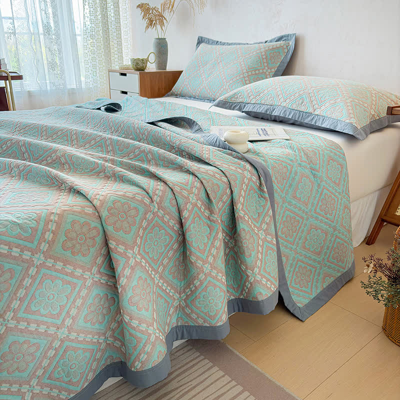 3-Layer Cotton Gauze Jacquard Bedspread Quilt - image 8