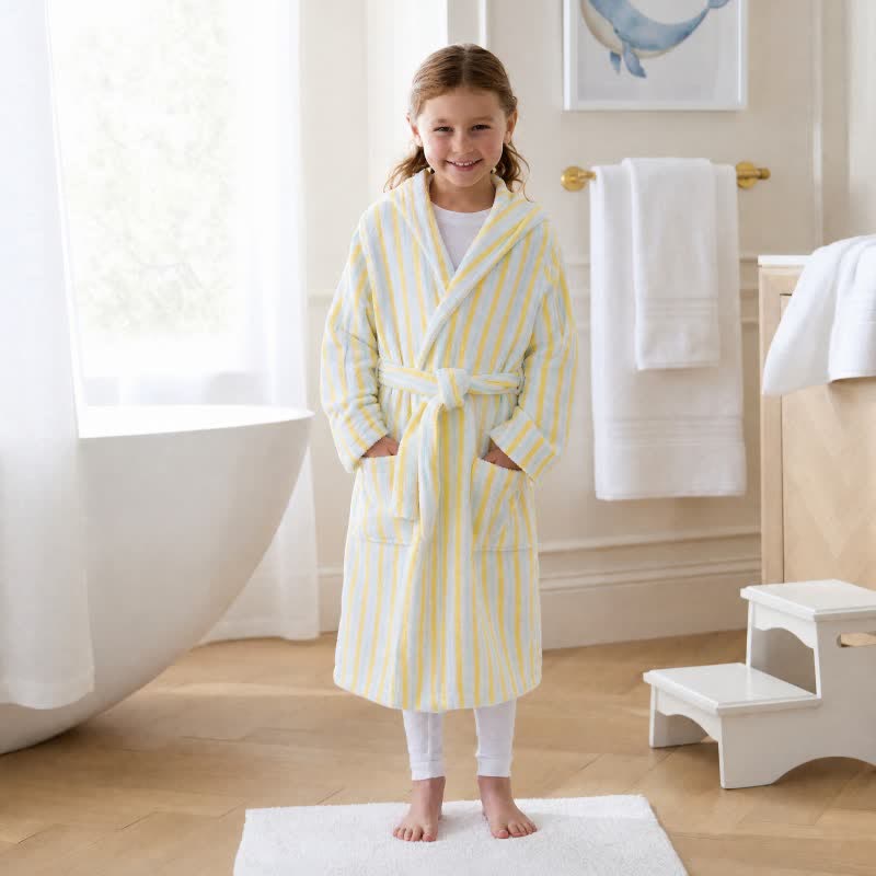 Pastel Stripe Cotton Kids Bathrobe - image 1