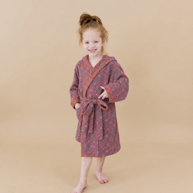 Vintage Geometric Kids' Cotton Kimono Robe - image 2