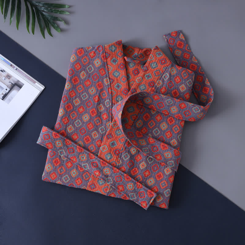 Vintage Geometric Kids' Cotton Kimono Robe - image 3