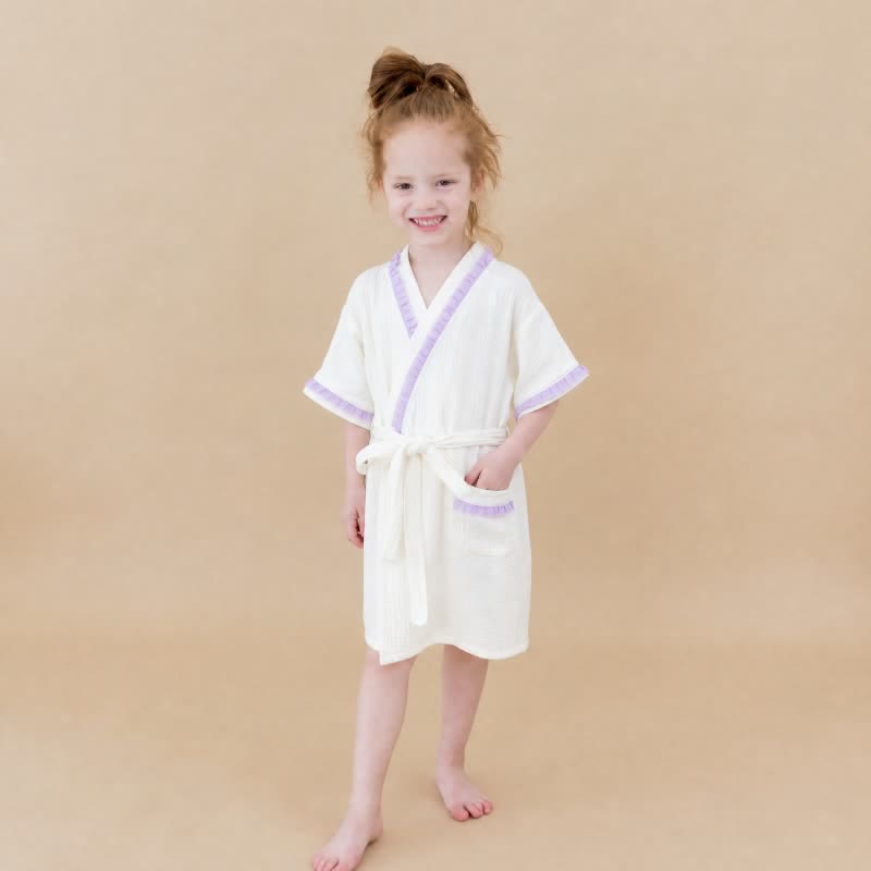 Ruffle Trim Kids' Cotton Muslin Robe - image 10