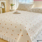 Ruffled Edge Orange Print Cotton Coverlet - image 3
