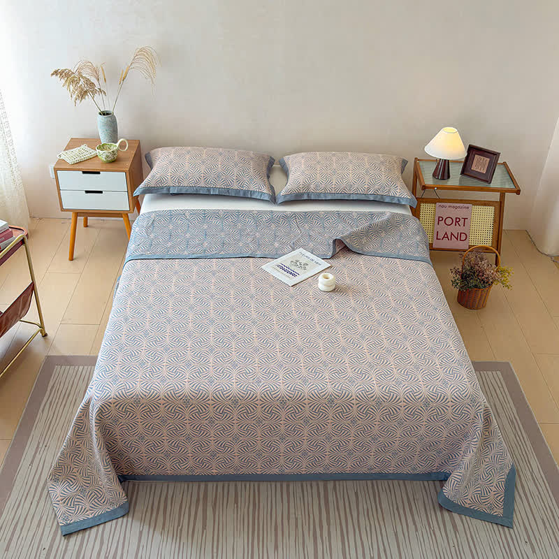 Jacquard Reversible 3-layer Geometric Blanket Quilt - image 6