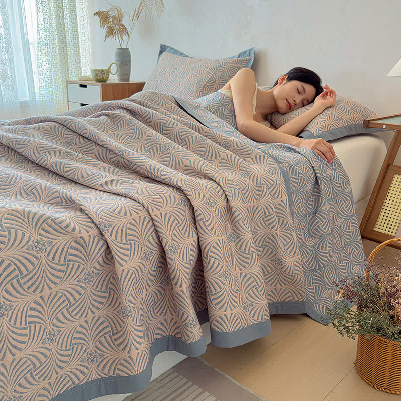 Jacquard Reversible 3-layer Geometric Blanket Quilt - 2PCS Pillowcases - 19" x 29" - image 0