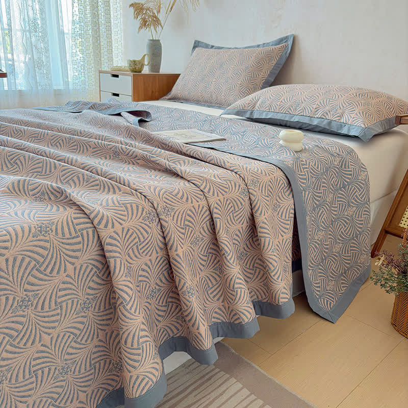 Jacquard Reversible 3-layer Geometric Blanket Quilt - image 5