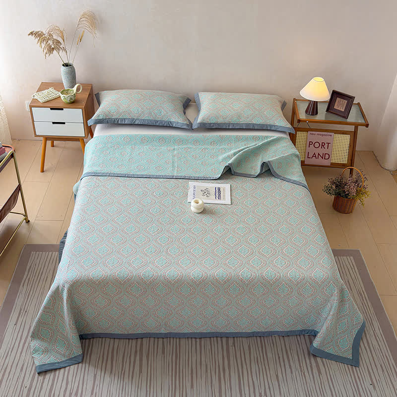 Botanical Leaves Cotton Gauze Bedspread Quilt - image 6