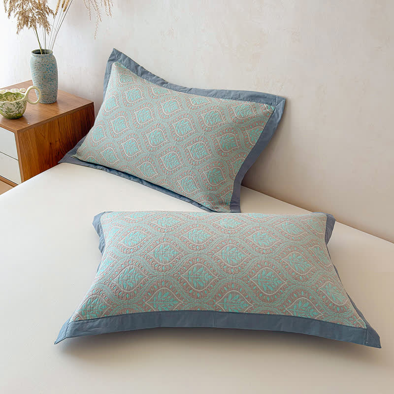 Botanical Leaves Cotton Gauze Bedspread Quilt - image 10