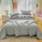 Geometric Jacquard Cotton Double Gauze Quilt - Blue - Quilt with 2PCS Pillow Towels - King - image 3