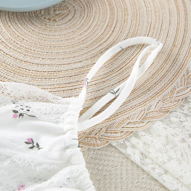 White Floral Sleeveless Lounge Slip Dress - image 6