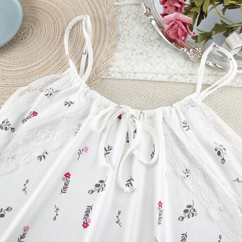 White Floral Sleeveless Lounge Slip Dress - image 4