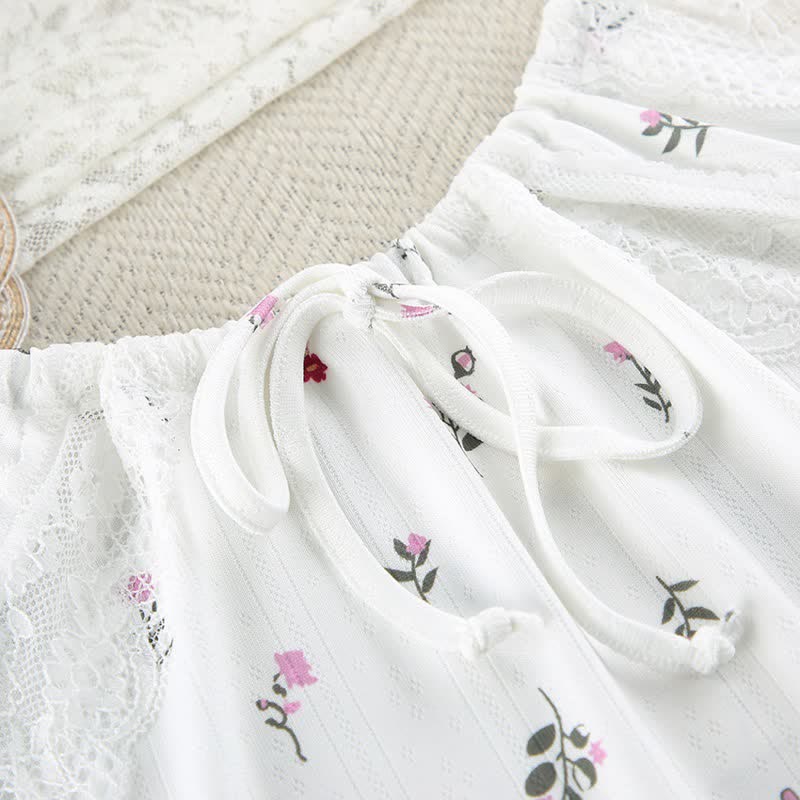 White Floral Sleeveless Lounge Slip Dress - image 5