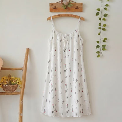 White Floral Sleeveless Lounge Slip Dress - White - L - image 1