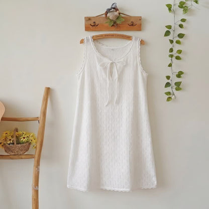 Cotton Tie Front Cami Lounge Dress - White - XL - image 1