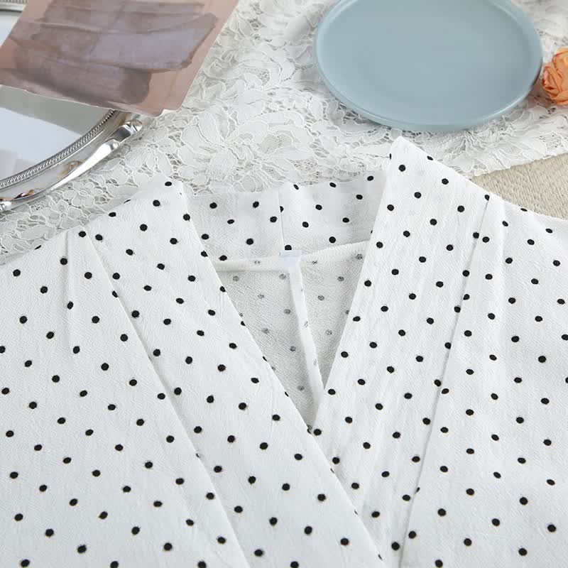 Polka Dot Cotton Kimono Pajama Set - image 2