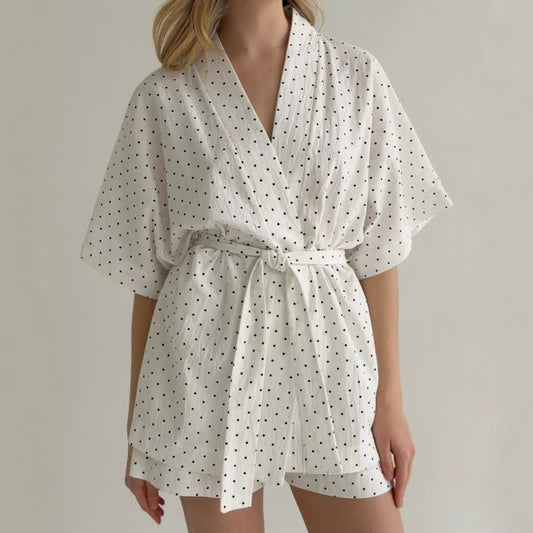 Polka Dot Cotton Kimono Pajama Set - image 0