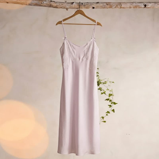 Cotton Lace Cami Slip Night Dress - Purple - XL - image 0