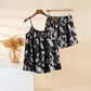 Black Floral Cami Shorts Pajama Set - image 2