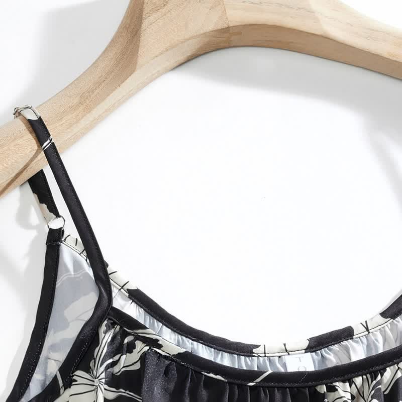Black Floral Cami Shorts Pajama Set - image 8