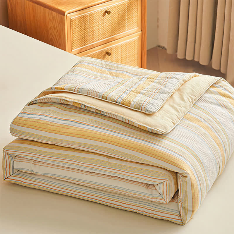 Soft Plaid Pure Summer Bedding Set - Yellow - Queen - Bedding Set - image 0