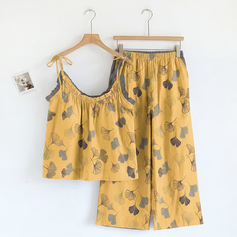 Ginkgo Cami Top & Pants Pajama Set - Yellow & Dark Gray - XL - image 26