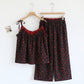 Ginkgo Biloba Leaf Cami Pajama Set - Black & Red - XL - image 12