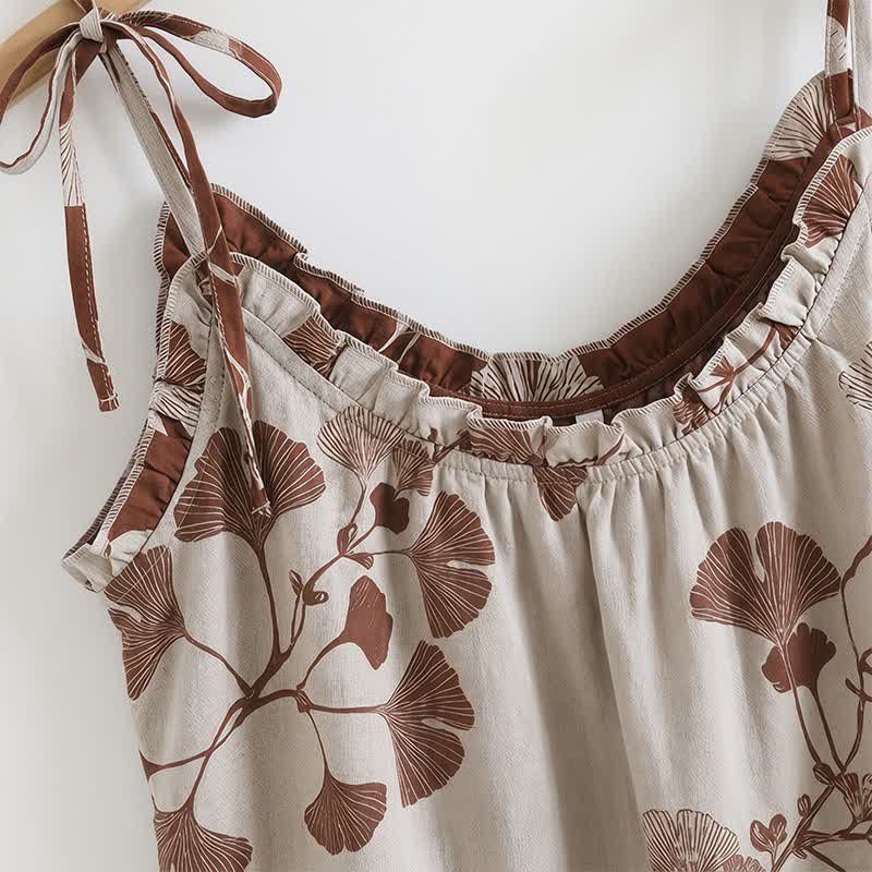 Elegant Ginkgo Cami Cotton Pajama Set - image 10