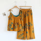Elegant Ginkgo Cami Cotton Pajama Set - Orange & Green - XL - image 9