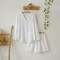 Long Sleeve Top & Shorts Pajama Set - White - L - image 2
