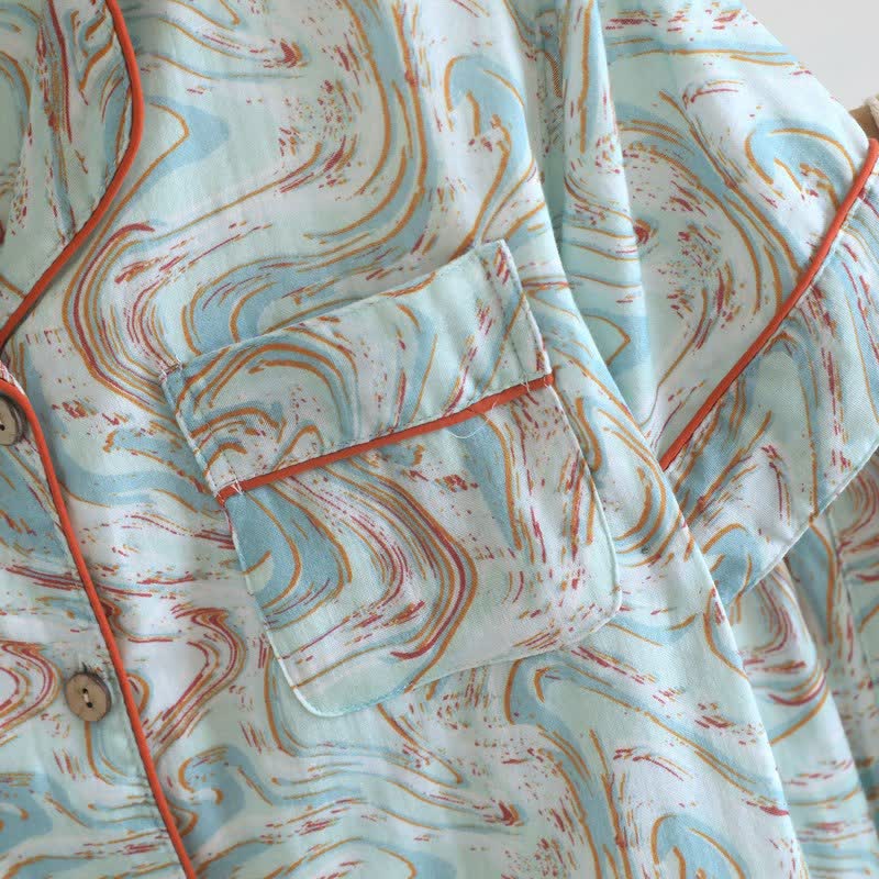 Abstract Print Cotton Gauze Lounge Set - image 8