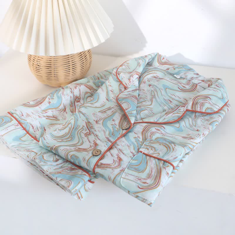 Abstract Print Cotton Gauze Lounge Set - image 1
