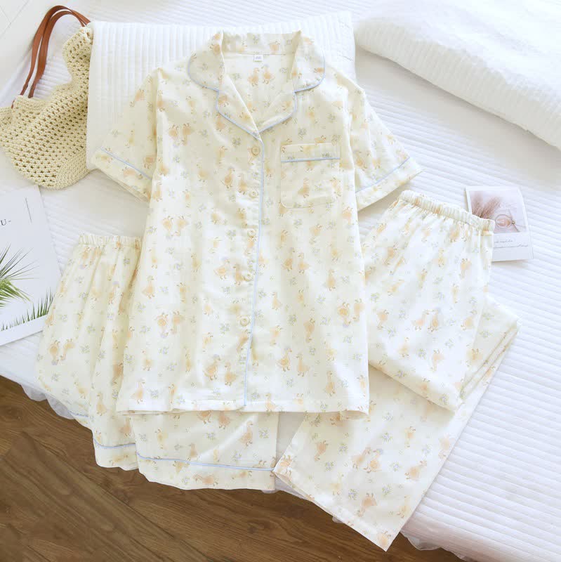 Cotton Duck Print Three Piece Loungewear - image 3