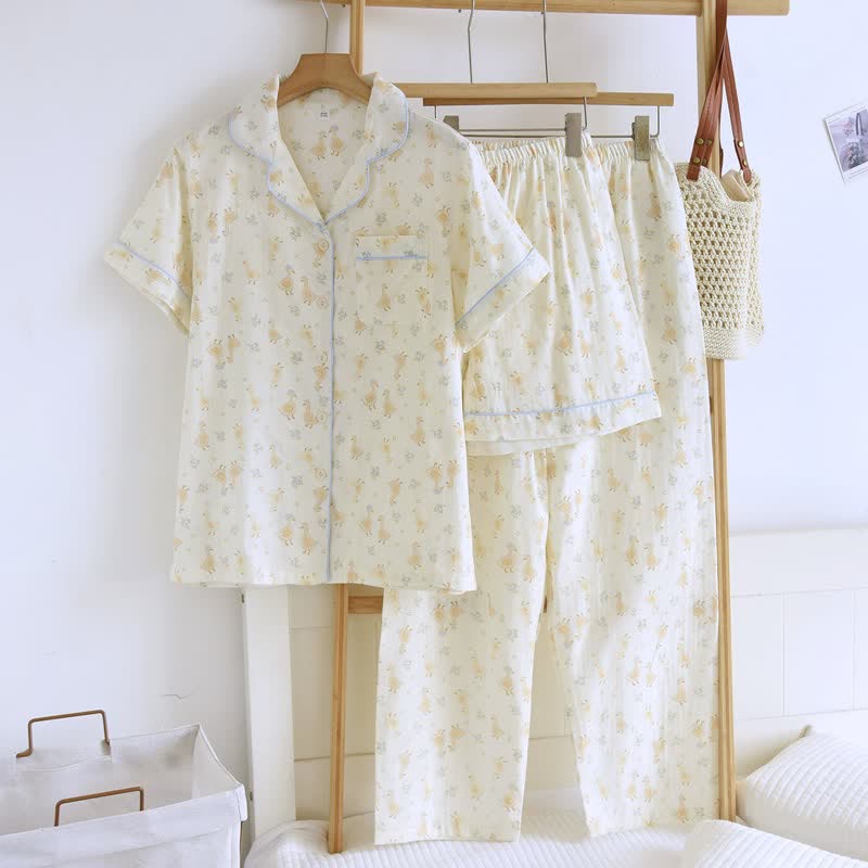 Cotton Duck Print Three Piece Loungewear - image 1