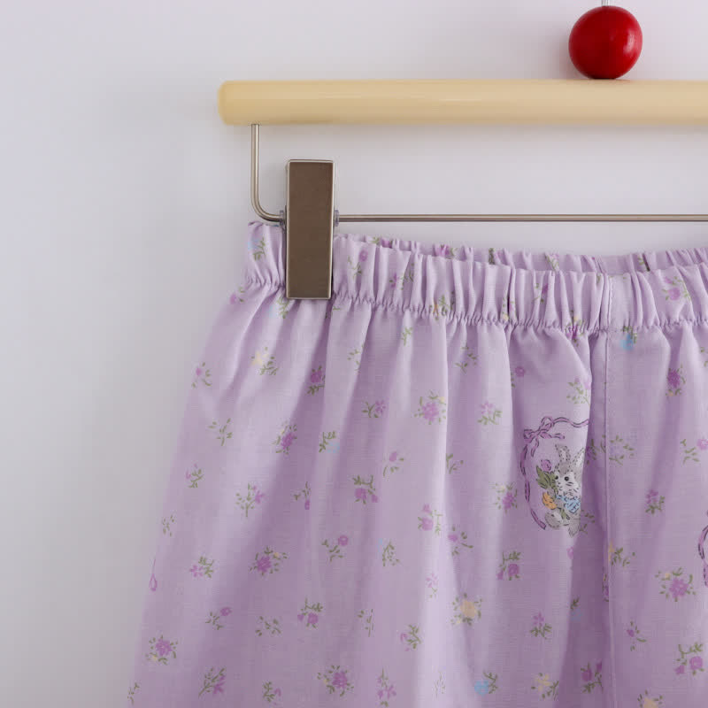 Purple Bunny & Floral Cotton Loungewear Set(3PCS) - image 8