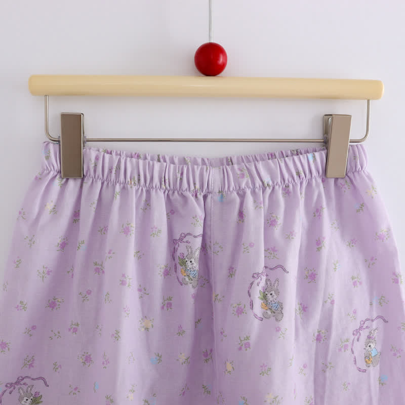 Purple Bunny & Floral Cotton Loungewear Set(3PCS) - image 7