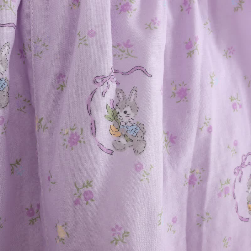 Purple Bunny & Floral Cotton Loungewear Set(3PCS) - image 11