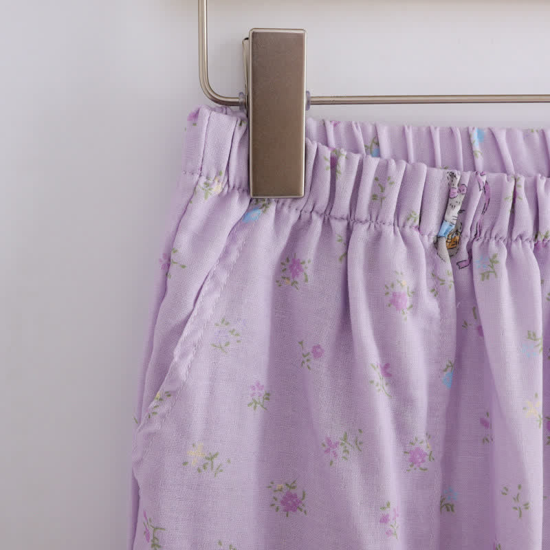 Purple Bunny & Floral Cotton Loungewear Set(3PCS) - image 9