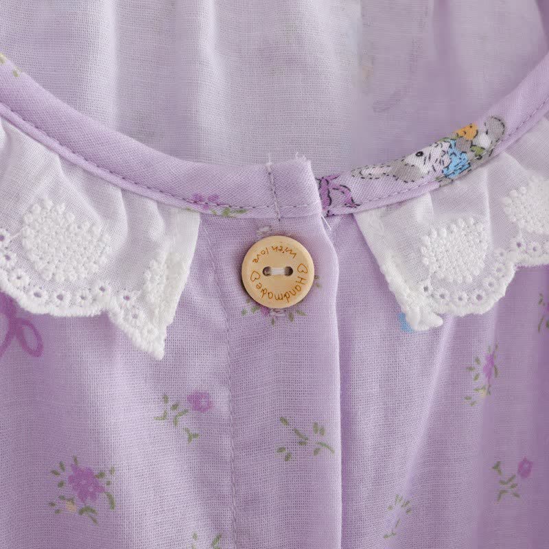 Purple Bunny & Floral Cotton Loungewear Set(3PCS) - image 6