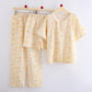Apricot Floral Cotton Ruffle Loungewear Set(3PCS) - image 1