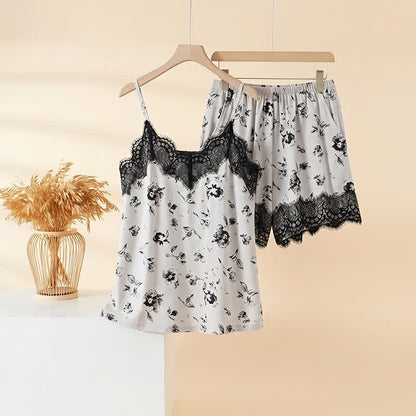 Romantic Floral Lace Cami Pajama Set - Gray - 3XL - image 0
