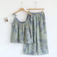 Ginkgo Leaf Cami Ruffled Pajama Set - Light Green & Blue - XL - image 4