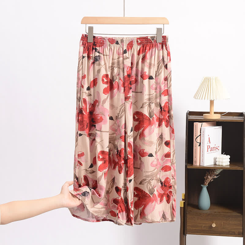 Red Floral Cropped Sleep Pants - image 3