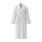 Blue Striped Cotton Long Bathrobe with Belt & Pockets - image 1