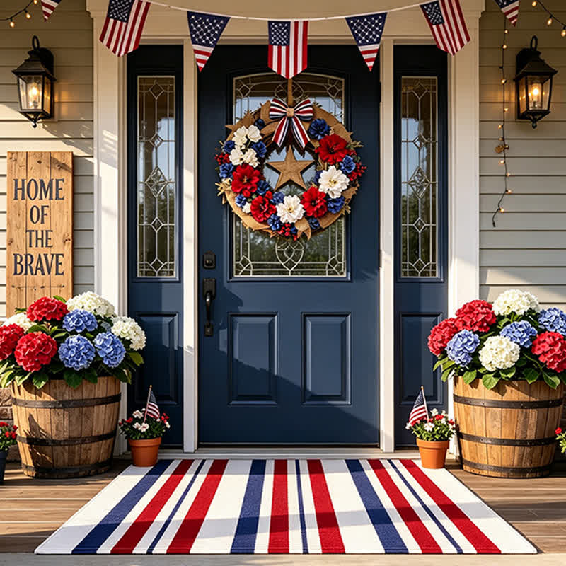 Patriotic Americana Stripe Outdoor Rug - image 1