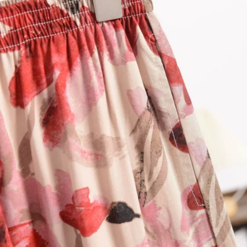 Red Floral Cropped Sleep Pants - image 5