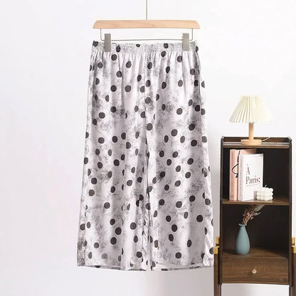 Polka Dot Cropped Pajama Pants - Gray - 6XL - image 0