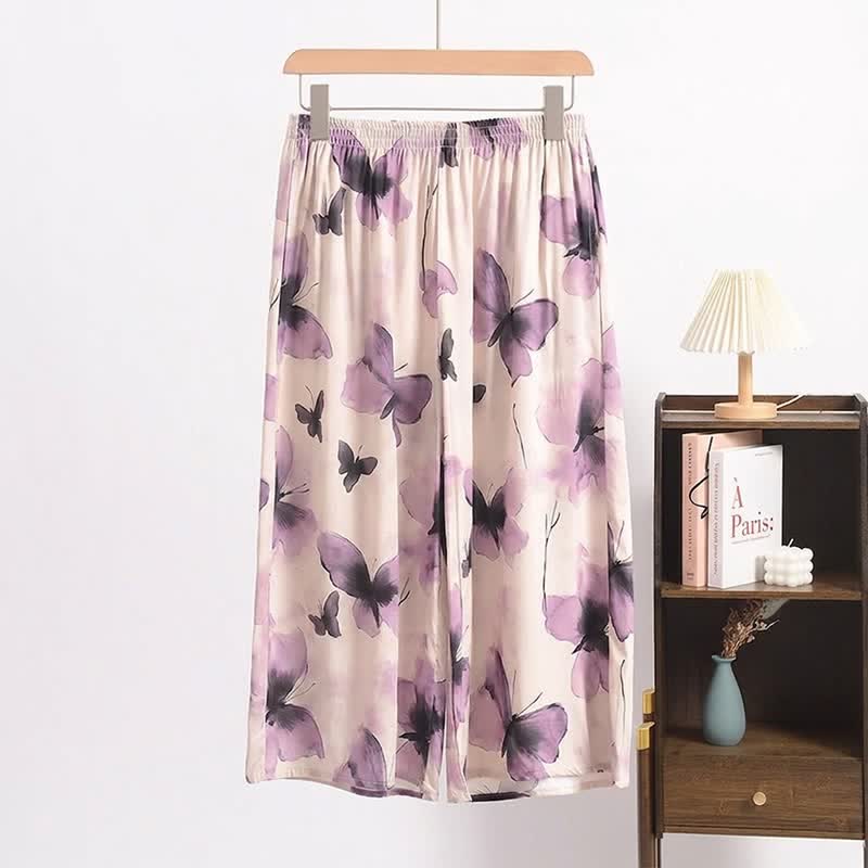 Dreamy Butterfly Cropped Pajama Pants - Beige - 6XL - image 0
