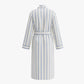 Blue Striped Cotton Long Bathrobe with Belt & Pockets - image 2